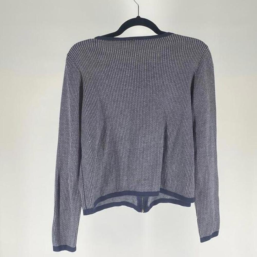 Stylish Navy Striped Knit Cardigan - Picture 2 of 2